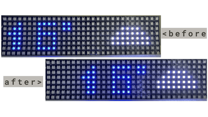 Display temperature before and after adjust space Display temperature before and after adjust space